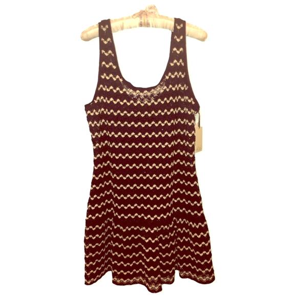 Ali Ro Navy & White Stripe Crochet Drop Waist Mini Tank Dress 12 New - Picture 2 of 8